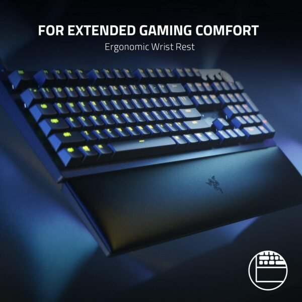 Razer Huntsman V2 (Red Switch) - Optical Gaming Keyboard with Near-Zero Input Latency (Linear Optical Switches Gen-2, Doubleshot PBT Keycaps, Ergonomic Wrist Rest) UK Layout | Black - Image 6