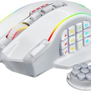 Redragon Gaming Mouse, MMO Gaming Mouse UP 16,000 DPI, 16 Macro Programmable Buttons, RGB Gaming Mouse with 12 Side Buttons, 8 * 2.4g Weight Tuning for PC Laptop MOBA FPS, White