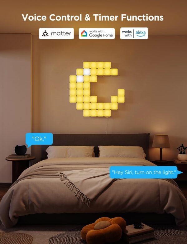 Govee Mini Panel Lights, RGBIC LED Wall Panels, Smart DIY Cube Wall Light, Works with Matter, Alexa, Google Assistant, Sync with Music, Square Lights for Gaming Room, Bedroom, Living Room, 10 Pack - Image 4