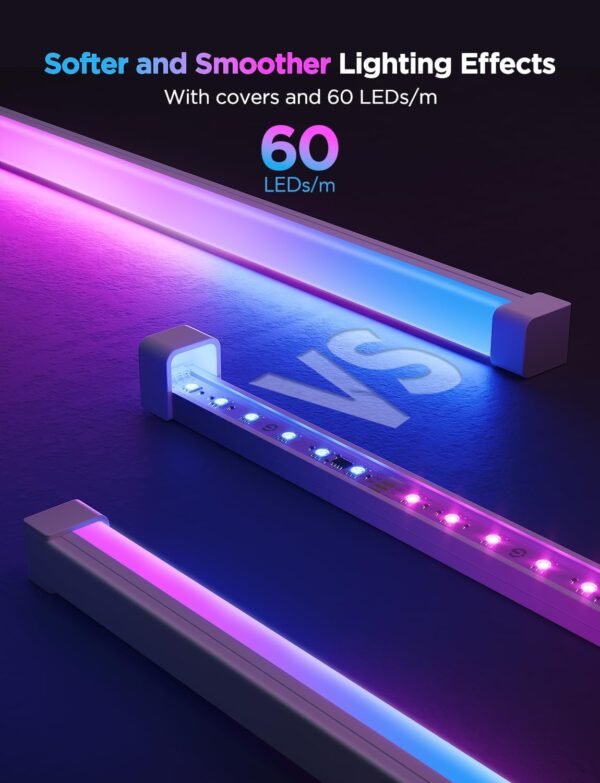 Govee RGBIC LED Strip Light with Covers, 5M Glide Wall Light Work with Alexa & Google Assistant, LED Profile with Strip for Bedroom, Skirting, Cabinet - Image 2