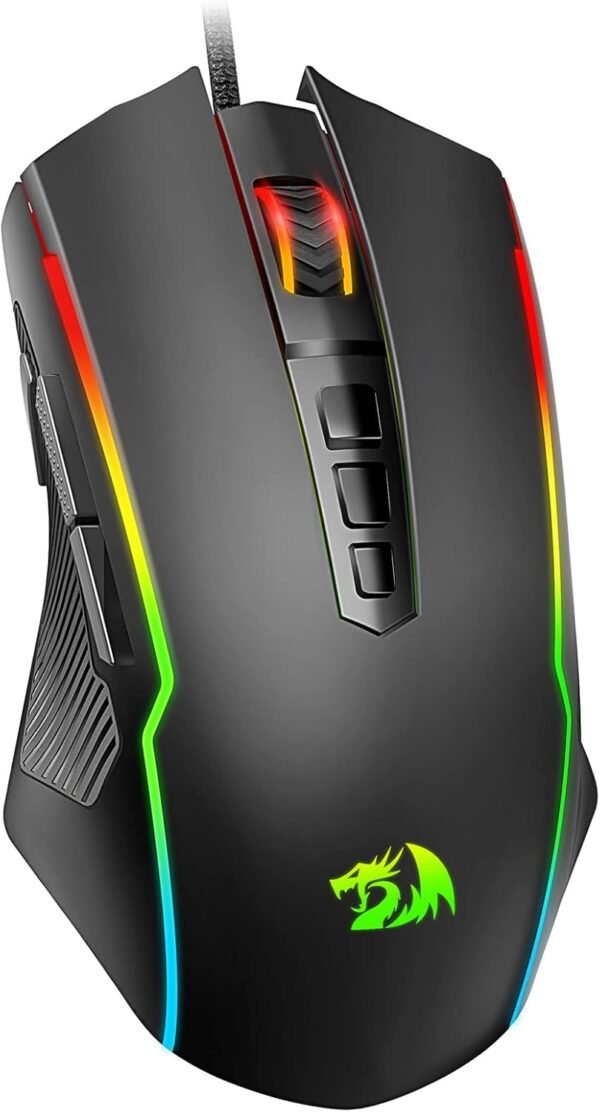 Redragon Gaming Mouse, RGB Gaming Mouse Wired with 9 Programmable Macro Buttons, Chroma RGB Backlit, 8000 DPI Adjustable, PC Gaming Mice with Fire Button for Windows/Mac, Black, M910-K