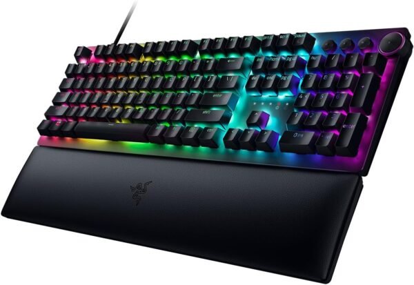 Razer Huntsman V2 (Red Switch) - Optical Gaming Keyboard with Near-Zero Input Latency (Linear Optical Switches Gen-2, Doubleshot PBT Keycaps, Ergonomic Wrist Rest) UK Layout | Black - Image 11