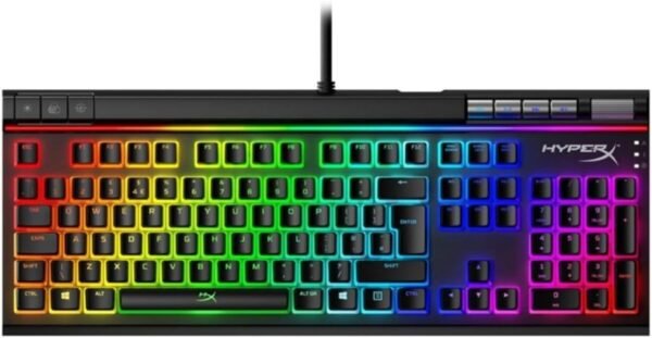 HyperX Alloy Elite 2 – Mechanical Gaming Keyboard, Red Linear Switch, Software-Controlled Light & Macro Customization, ABS Pudding Keycaps, Media Controls, RGB LED Backlit (UK Layout)