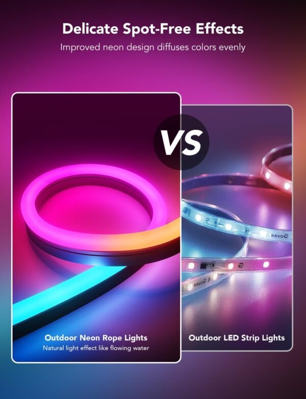 Govee Outdoor Neon LED Strip 10M, RGBIC LED Strip mit with 64+ Scenes, Music Sync, Works with Alexa Google Assistant, IP67 Waterproof Ground Lights Neon Strip for Garden Yards Walls Pathway - Image 4