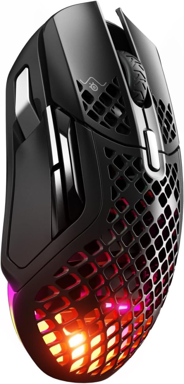 SteelSeries Aerox 5 Wireless - Holey RGB Gaming Mouse - Ultra-lightweight Water Resistant Design - 9 Buttons - Lag-free 2.4GHz / Bluetooth Wireless - 18K DPI TrueMove Air Optical Sensor