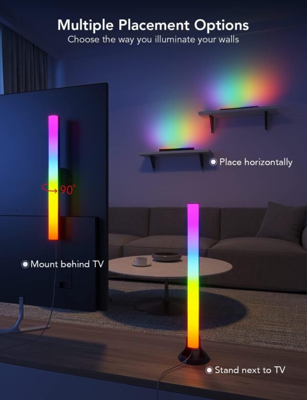 Govee RGBIC TV Light Bars, 38cm WiFi TV Backlight with Double Light Beads, Smart Lighting with Multiple Placement Options Suitable for 45-70inch Television, Work with Alexa and Google Assistant, Black - Image 6