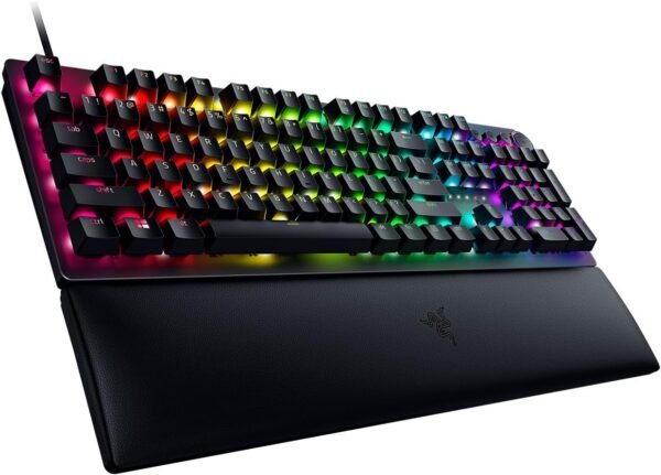 Razer Huntsman V2 (Red Switch) - Optical Gaming Keyboard with Near-Zero Input Latency (Linear Optical Switches Gen-2, Doubleshot PBT Keycaps, Ergonomic Wrist Rest) UK Layout | Black - Image 9