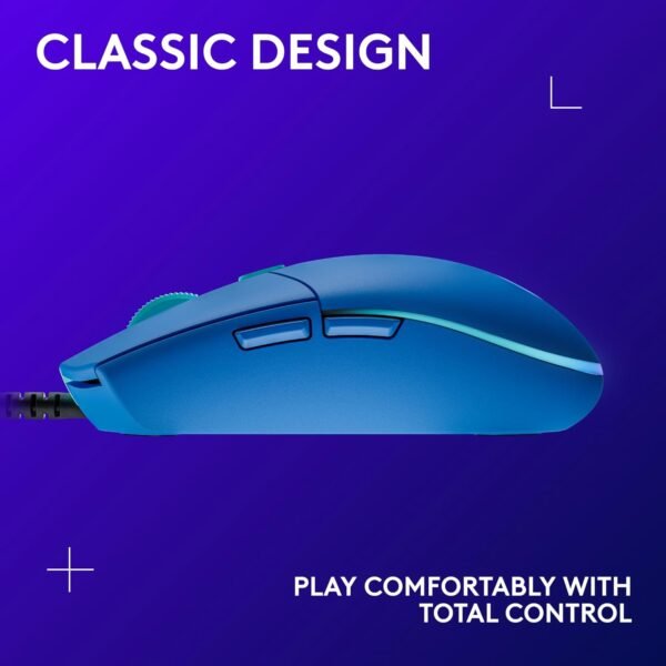 Logitech G203 LIGHTSYNC Gaming Mouse with Customizable RGB Lighting, 6 Programmable Buttons, Gaming Grade Sensor, 8K DPI Tracking, Lightweight - Blue - Image 8
