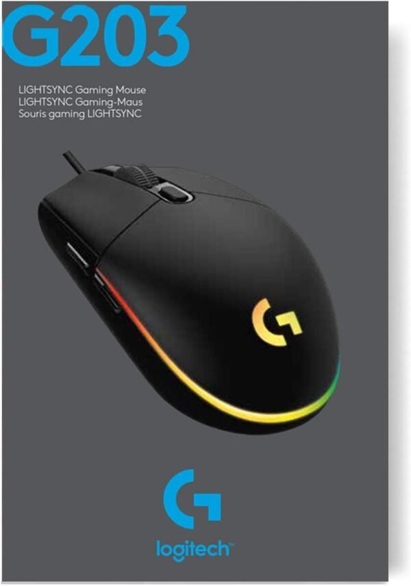 Logitech G203 LIGHTSYNC Gaming Mouse with Customizable RGB Lighting, 6 Programmable Buttons, Gaming Grade Sensor, 8K DPI Tracking, Lightweight - Black - Image 10