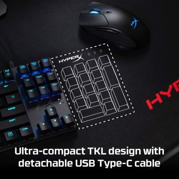 HyperX Alloy Origins Core – Tenkeyless Mechanical Gaming Keyboard – Software Controlled Light & Macro Customization – Compact Form Factor – Clicky Switch – HyperX Blue – RGB LED Backlit - Image 2