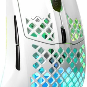 SteelSeries Aerox 3 - Holey RGB Gaming Mouse - Ultra-lightweight Water Resistant Design - 8,500 DPI TrueMove Core Optical Sensor - Snow