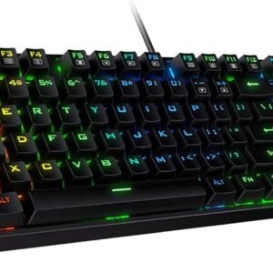 Redragon K582 SURARA Mechanical Gaming Keyboard with 104 Keys Anti-Ghosting, Programmable Wired Keyboard, Multicolour RGB Backlighting, Linear and Quiet Red Switch, Plug & Play, US Layout