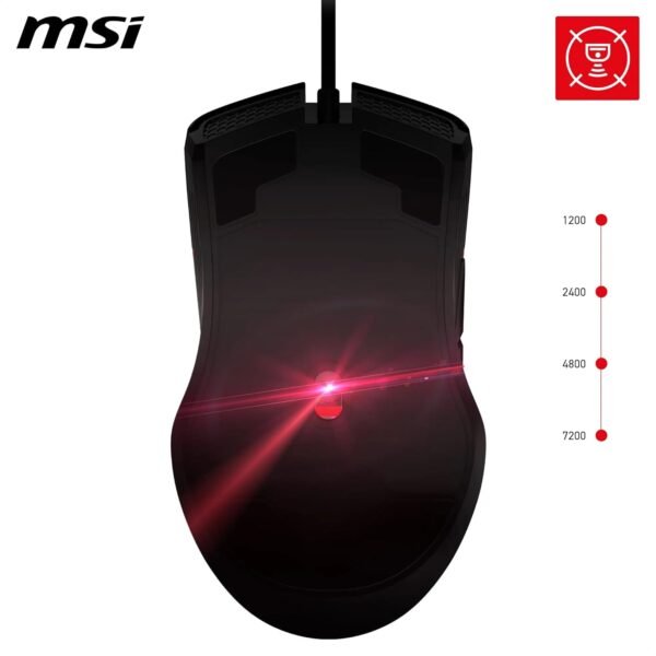 MSI FORGE GM300 Gaming Mouse - 7200DPI Optical Sensor, Symmetrical, 10M+ Click Switches, 7-Buttons, 8ms Latency, RGB LED, 118g - Wired - Image 5