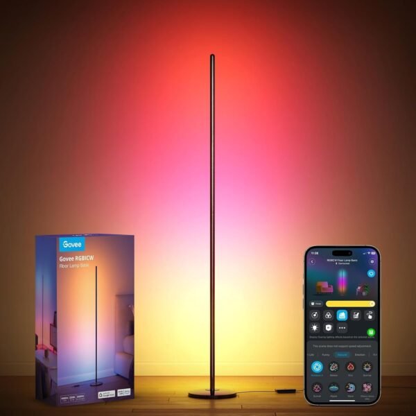 Govee LED Floor Lamp, RGBIC Modern Corner Lamp, Smart Standing Lamp with 61 Scene Modes,Music Sync, Black Corner Floor Lamp for Living Room, Bedroom - Image 2