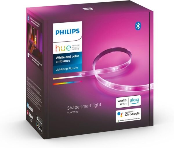 Philips Hue Lightstrip Plus v4 [2 m] White and Colour Ambiance Smart LED Kit with Bluetooth, Works with Alexa, Google Assistant and Apple HomeKit (Extendable) - Image 12