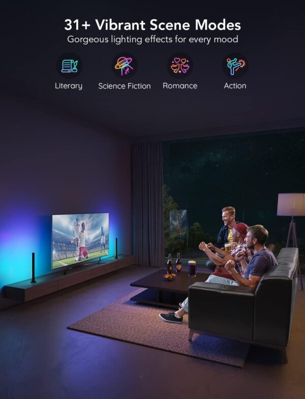 Govee RGBIC TV Light Bars, 38cm WiFi TV Backlight with Double Light Beads, Smart Lighting with Multiple Placement Options Suitable for 45-70inch Television, Work with Alexa and Google Assistant, Black - Image 5