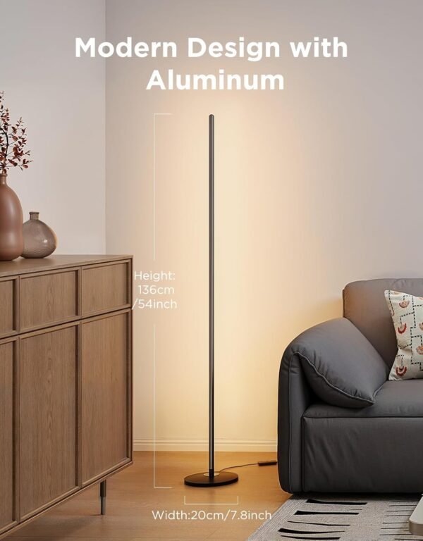 Govee LED Floor Lamp, RGBIC Modern Corner Lamp, Smart Standing Lamp with 61 Scene Modes,Music Sync, Black Corner Floor Lamp for Living Room, Bedroom - Image 3