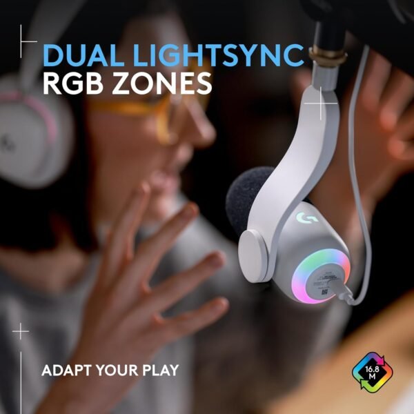 Logitech G Yeti GX Dynamic RGB Gaming Microphone with LIGHTSYNC, USB Mic for Streaming, Supercardioid, USB Plug and Play for PC/Mac - White - Image 3