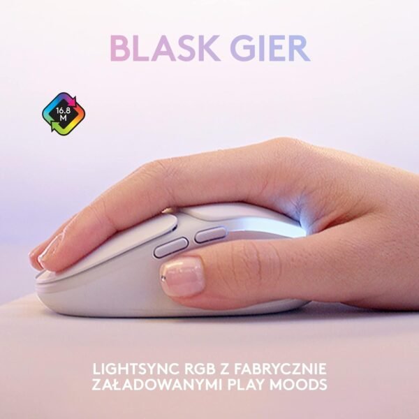 Logitech G G705 Wireless Gaming Mouse, Customisable LIGHTSYNC RGB Lighting, LIGHTSPEED Wireless, Bluetooth Connectivity, Lightweight, PC/Mac/Laptop - White Mist - Image 5