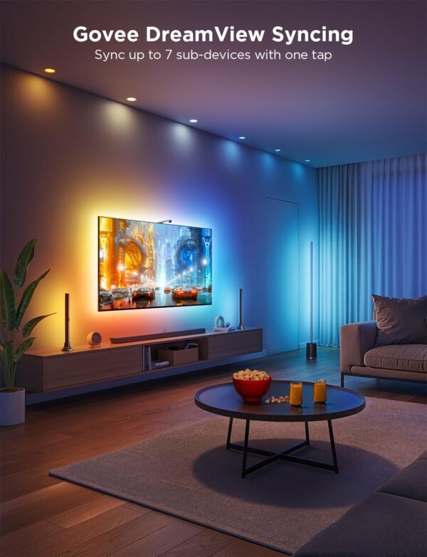 Govee TV Backlight 3 Lite Kit, 11.8ft RGBICW Wi-Fi TV LED Strip Light with Camera and 15 Inches Smart Light Bars with Double Light Beads, LED Lights for 55-65in TVs, Works with Alexa & Google Home - Image 6