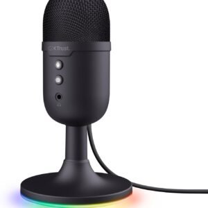 Trust Gaming GXT 236 Yami USB Condenser Streaming Microphone for Podcast, Twitch, Discord, ASMR, Youtube, Playstation 5, Gaming Mic with Cardioid Recording Pattern, Mute Button, RGB Light - Black