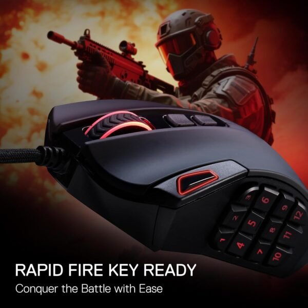 Redragon M921 MMO Gaming Mouse, 12400 DPI High Precision Wired RGB Mice w/18 Programmable Buttons, 12 Side Macro Keys, Software Supports for PC Laptop - Image 5