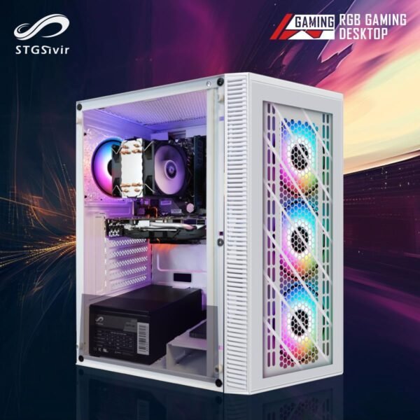 STGsivir Gaming PC White, Gaming Computer Desktop Tower, Intel 10th Gen 3.5GHz, AMD RX 580 8GB, 16GB DDR4 RAM, 1TB SSD, 600M WiFi, BT 5.0, Windows 11 - Image 5