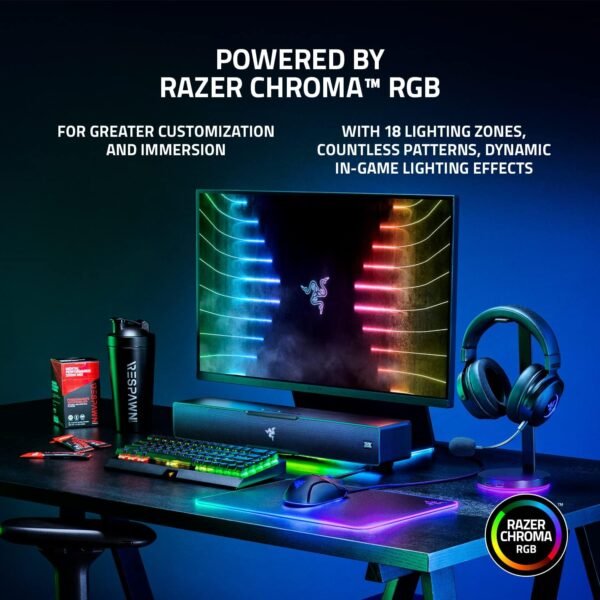 Razer Leviathan V2 - PC Gaming Soundbar with Subwoofer (Multi-driver PC Soundbar and Subwoofer, THX Spatial Audio, Bluetooth 5.2, RGB Chroma, Compact Form Factor) Black - Image 6