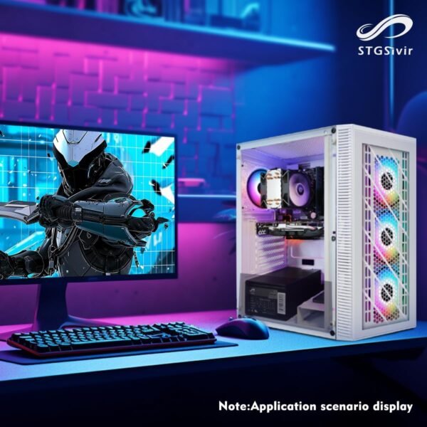 STGsivir Gaming PC White, Gaming Computer Desktop Tower, Intel 10th Gen 3.5GHz, AMD RX 580 8GB, 16GB DDR4 RAM, 1TB SSD, 600M WiFi, BT 5.0, Windows 11 - Image 4