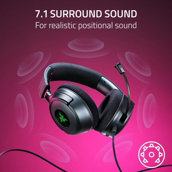 Razer Kraken V4 X Wired Gaming Headset: 40 mm Drivers - Cardioid Mic - Memory Foam Cushions - Chroma RGB Lighting - Type C & Type A Cable - for PC, Mac, PS5, Nintendo Switch, Steam Deck, Smartphone - Image 4