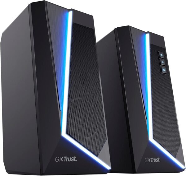 Trust Gaming GXT 609 Zoxa 2.0 PC Speakers, 12 W Peak Power, RGB Illuminated Set, USB Powered Sound System, 3.5 mm Aux, Volume Control, Stereo Computer Speakers for Desktop and Laptop - Black - Image 10