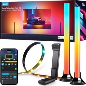 Govee TV Backlight 3 Lite Kit, 11.8ft RGBICW Wi-Fi TV LED Strip Light with Camera and 15 Inches Smart Light Bars with Double Light Beads, LED Lights for 55-65in TVs, Works with Alexa & Google Home