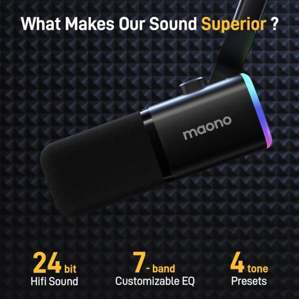 MAONO Dynamic Gaming Microphone: USB/XLR Streaming Microphone with Software-RGB PC Mic for Podcast, Recording, PS4/PS5, Audio Mixer, Studio YouTube Content Creation Online Chat PD100X - Image 2