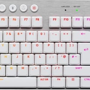 Logitech G G915 X LIGHTSPEED Low-Profile Wireless Gaming Keyboard, Double-Shot PBT Keycaps, Fully Programmable Keys, RGB Backlighting, GL Brown Tactile Switches - PC/Mac, QWERTY UK English - White