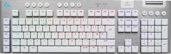Logitech G G915 X LIGHTSPEED Low-Profile Wireless Gaming Keyboard, Double-Shot PBT Keycaps, Fully Programmable Keys, RGB Backlighting, GL Brown Tactile Switches - PC/Mac, QWERTY UK English - White