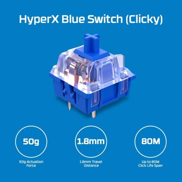 HyperX Alloy Origins Core – Tenkeyless Mechanical Gaming Keyboard – Software Controlled Light & Macro Customization – Compact Form Factor – Clicky Switch – HyperX Blue – RGB LED Backlit - Image 3