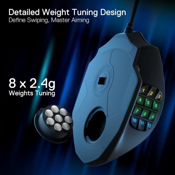 Redragon M908 Impact RGB LED MMO Mouse with Side Buttons Optical Wired Gaming Mouse with 12,400DPI, High Precision, 20 Programmable Mouse Buttons - Image 6