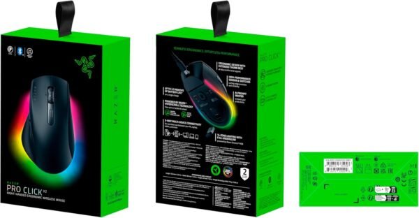 Razer Pro Click V2 - Wireless ergonomic mouse - AI Prompt Assist - 30K Optical Sensor - 3.5 months battery life (14 zones Chroma RGB, HyperScroll tiltable mouse wheel) Black - Image 15