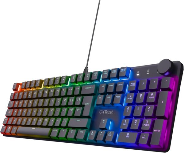 Trust Gaming GXT 866 Torix Mechanical Keyboard UK Layout, Linear Huano Switches, RGB Illumination, Anti-Ghosting N-Key Rollover, Low Profile Programmable USB Gaming Keyboard PC Laptop - Black