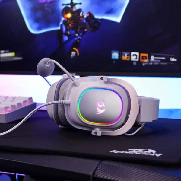 Redragon H510 Zeus-X RGB White Wired Gaming Headset - 7.1 Surround Sound - 53MM Audio Drivers in Memory Foam Ear Pads w/Durable Fabric Cover- Multi Platforms Headphone - USB Powered for PC/PS4/NS - Image 9