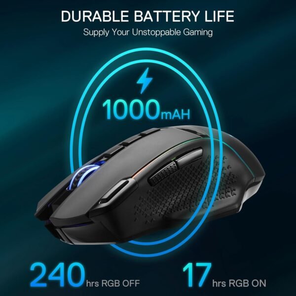 Redragon M991 Wireless Gaming Mouse, 19000 DPI Wired/Wireless Gamer Mouse with Professional Sensor, Durable Power Capacity, Customizable Macro and RGB Backlight for PC/Mac/Laptop - Image 5