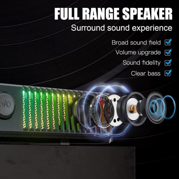 Smalody Computer Speakers, PC Speakers, Stereo Bluetooth Speakers Dynamic Cool RGB LED Design with Microphone Compatible with Desktop/Laptop/Smartphone/Game Console - Image 2