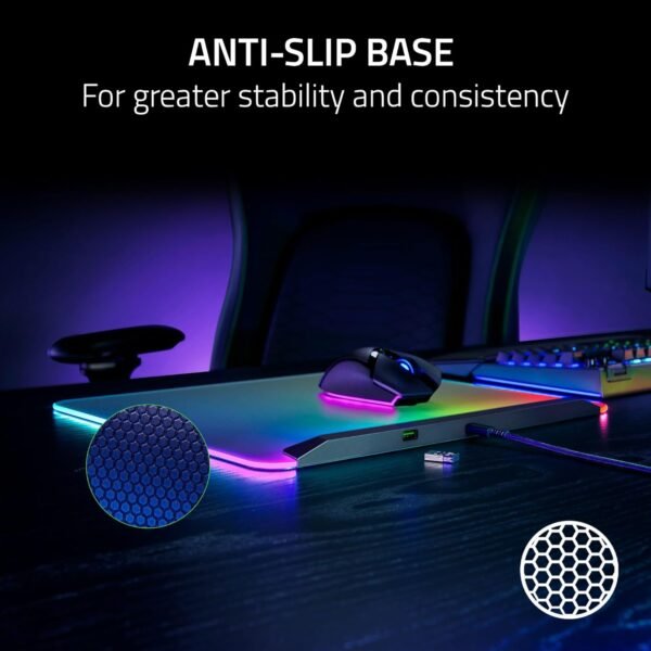 Razer Firefly V2 Pro Fully Illuminated RGB Gaming Mouse Mat: Backlit Design – 15 Zone Chroma Lighting – USB 2.0 Port – Detachable USB Type C Cable – Micro Textured Surface – Anti Slip Base - Image 7