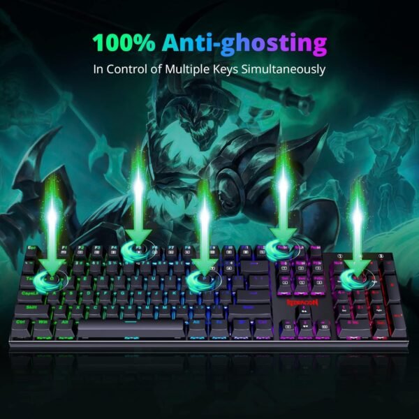 Redragon Mechanical Gaming Keyboard, Mechanical Keyboard with 105 Programmable Keys, Red Switches, Full Anti-ghosting RGB Ideal for Gaming, PC, Windows, Mac, Gamer, Office, Typists - UK Layout - Image 6