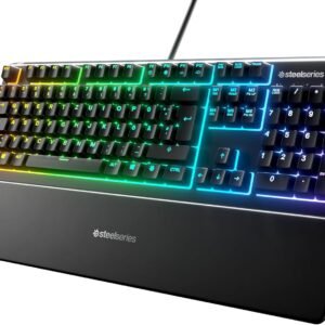 SteelSeries Apex 3 - RGB Gaming Keyboard - 10-Zone RGB Illumination - Premium Magnetic Wrist Rest - IP32 Water & Dust Resistant - English QWERTY Layout PC, Standard, Black