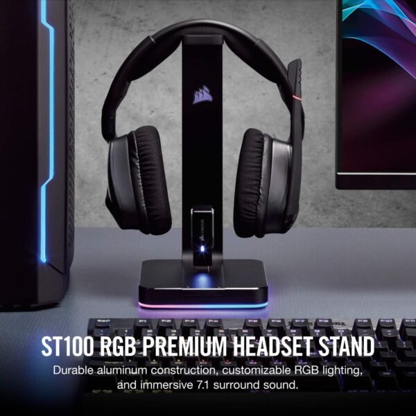 Corsair ST100 RGB Premium Headset Stand with 7.1 Surround Sound - 3.5mm and 2xUSB 3.0 - Image 2