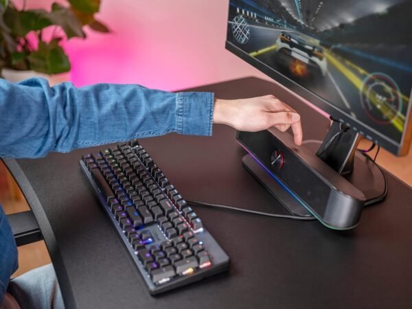 Trust Gaming GXT 619 Thorne RGB Illuminated Soundbar, PC Speakers, 12W Peak Power, 3.5 mm Jack, USB Powered Soundbar, Stereo Sound System for PC, Desktop, Laptop, Computer - Black - Image 7