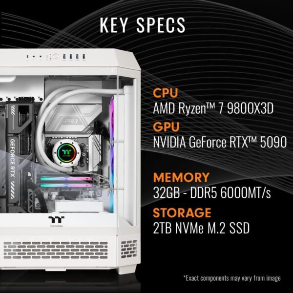 Thermaltake LCGS Reactor 9890S Gaming Desktop (AMD Ryzen™ 7 9800X3D, ToughRam 32GB DDR5 6000MT/s RGB Memory, NVIDIA® GeForce RTX™ 5090, 2TB NVMe M.2, WiFi, Windows 11) T6WT-X870-590-LCS - Image 2