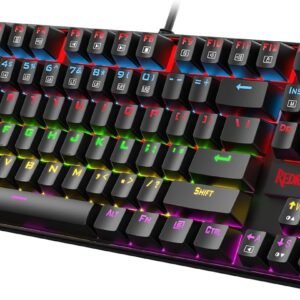 Redragon K552 Mechanical Gaming Keyboard, LED Gaming Keyboard with Red Switches, 87 Full Anti-ghosting Keys, Unique Metal Rim for Windows Gaming PC, Black
