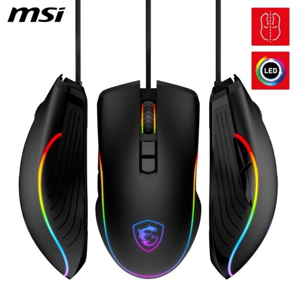 MSI FORGE GM300 Gaming Mouse - 7200DPI Optical Sensor, Symmetrical, 10M+ Click Switches, 7-Buttons, 8ms Latency, RGB LED, 118g - Wired - Image 3